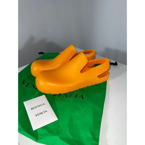 Bottega Veneta 'Puddle' Orange Rubber Mules Size 38